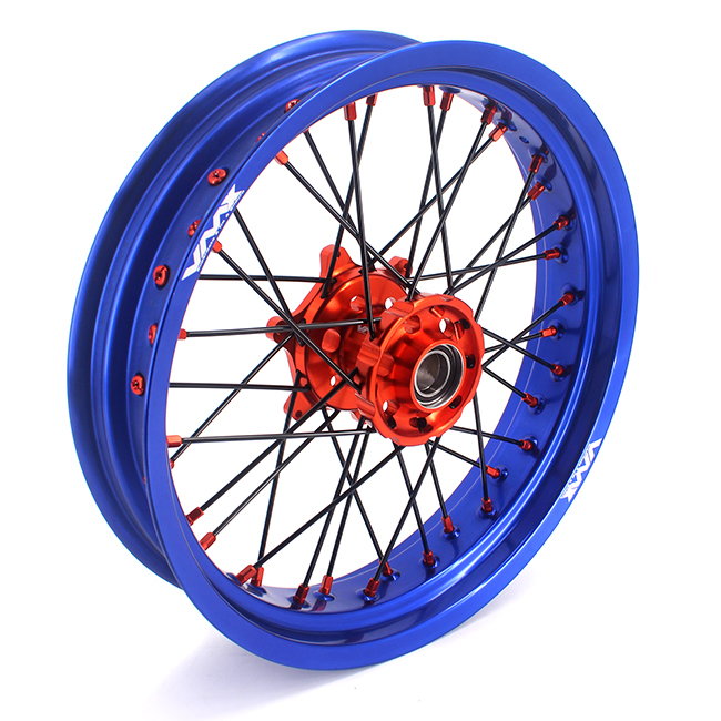 VMX 3.5/5.0 Motorcycle Supermoto Wheels Rim Fit KTM EXC SX 250 400 Blue Rim Orange Nipple