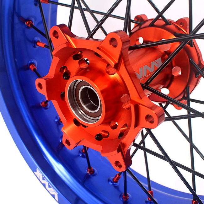 VMX 3.5/5.0 Motorcycle Supermoto Wheels Rim Fit KTM EXC SX 250 400 Blue Rim Orange Nipple