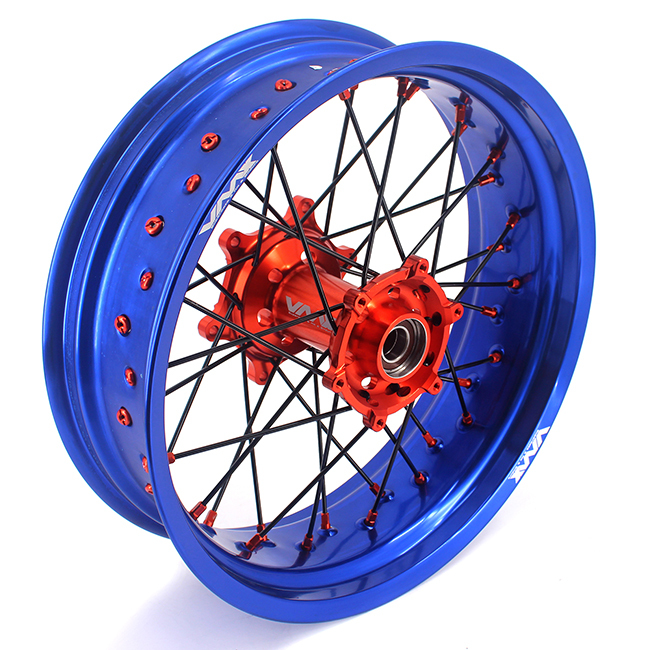 VMX 3.5/5.0 Motorcycle Supermoto Wheels Rim Fit KTM EXC SX 250 400 Blue Rim Orange Nipple