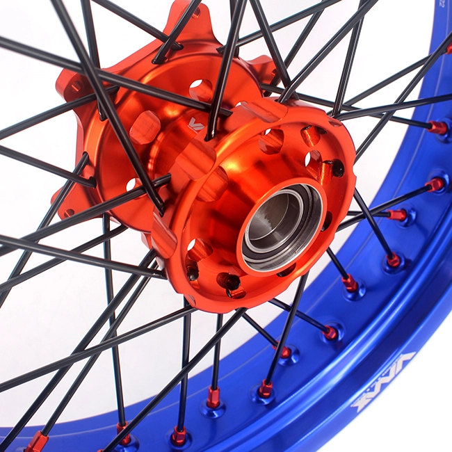 VMX 3.5/5.0 Motorcycle Supermoto Wheels Rim Fit KTM EXC SX 250 400 Blue Rim Orange Nipple