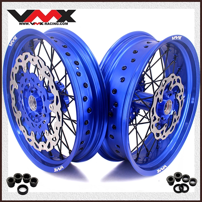 VMX 3.5/5.0 Motorcycle Supermoto Wheels Set Compatible with KTM SX-F EXC  Blue Rim