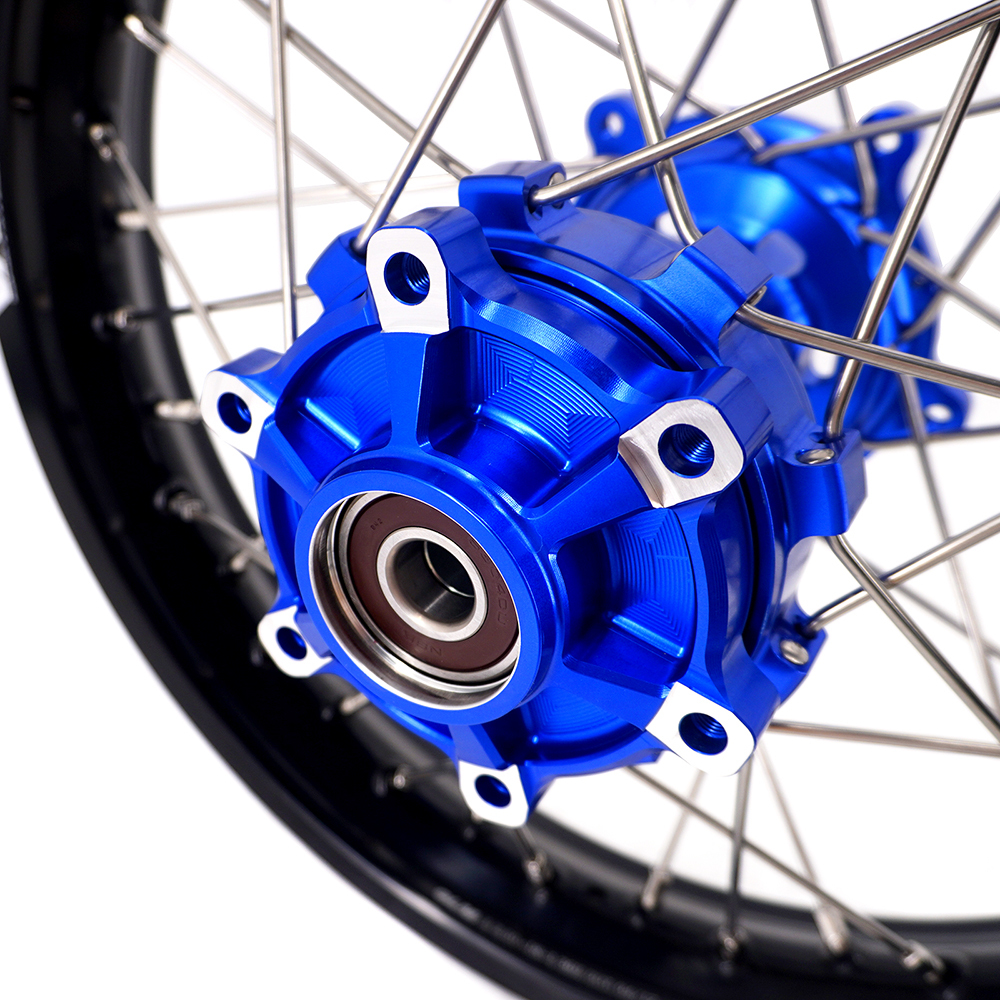 VMX 1.85*21"/2.5*18"  Motorcycle Wheels Rims Set Fit YAMAHA Tenere 700 Blue Hub Black Rim