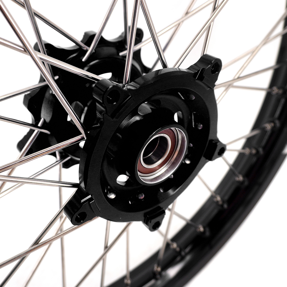 VMX 1.85*21"/2.5*18"  Motorcycle Wheels Rims Set Fit YAMAHA Tenere 700 Black Hub Black Rim