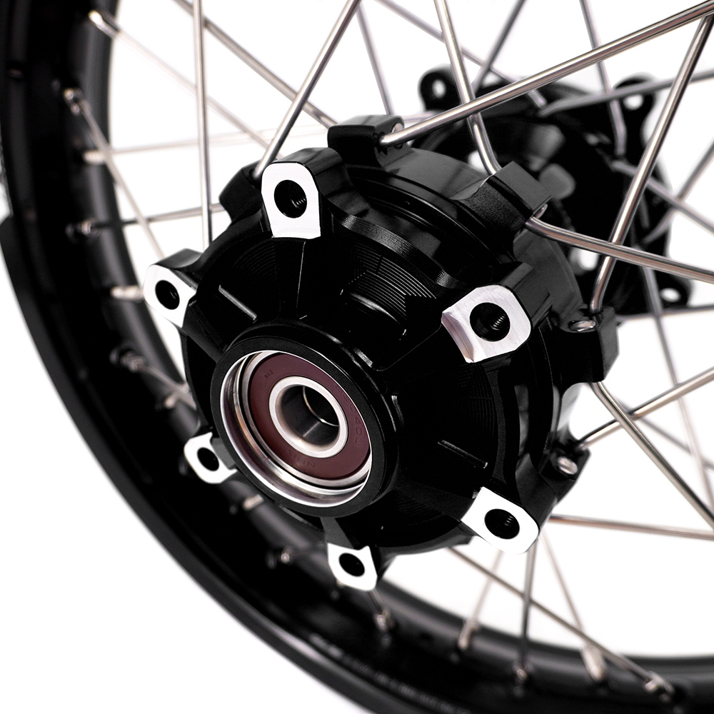 VMX 1.85*21"/2.5*18"  Motorcycle Wheels Rims Set Fit YAMAHA Tenere 700 Black Hub Black Rim