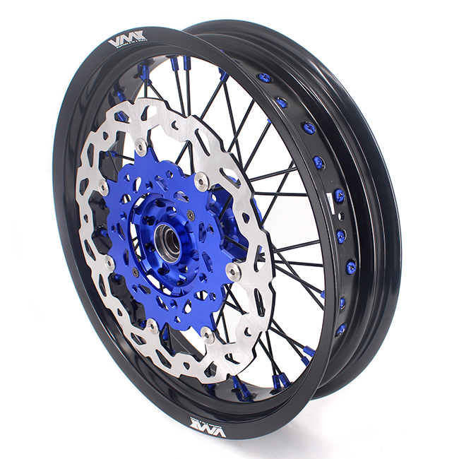 VMX 3.5/5.0 Motorcycle Supermoto Wheel Disc Fit YAMAHA WR250F WR450F Blue Nipple Black Spoke