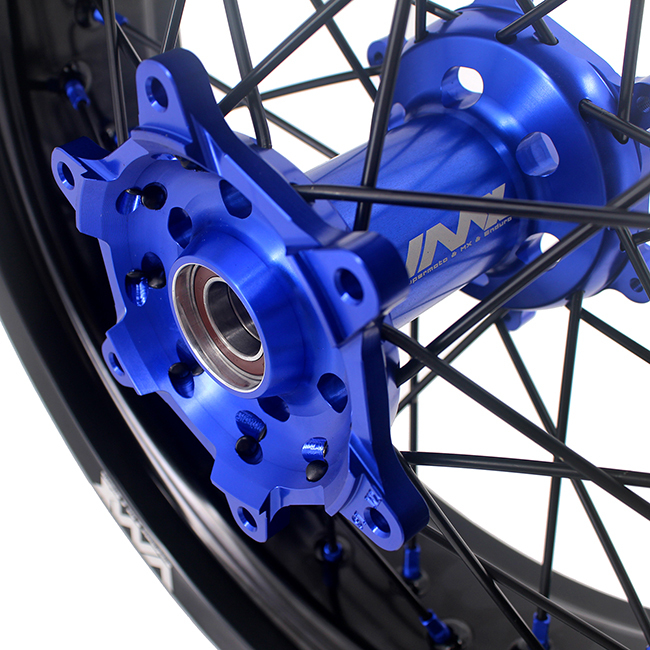VMX 3.5/5.0 Motorcycle Supermoto Wheels Rim Set Fit YAMAHA WR250F WR450F 2018 Blue Nipple Black Spoke