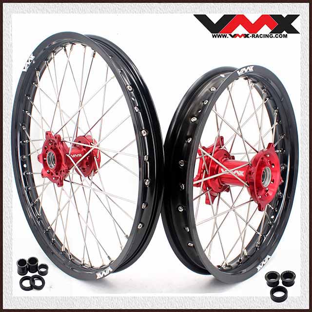VMX 21/19 Wheels fit CRF250R 04-13 CRF450R 02-12 HONDA-- Off-Road Dirt Bike Wheels Set CNC Red Hub
