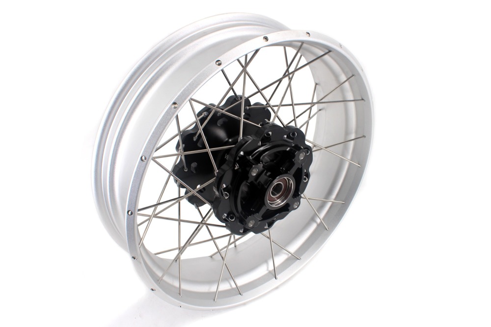VMX Fit Triu mph Bonneville T100  T120 Tubeless Wheels 2.5*18"/4.25*17"  Black Hub Silver Rim