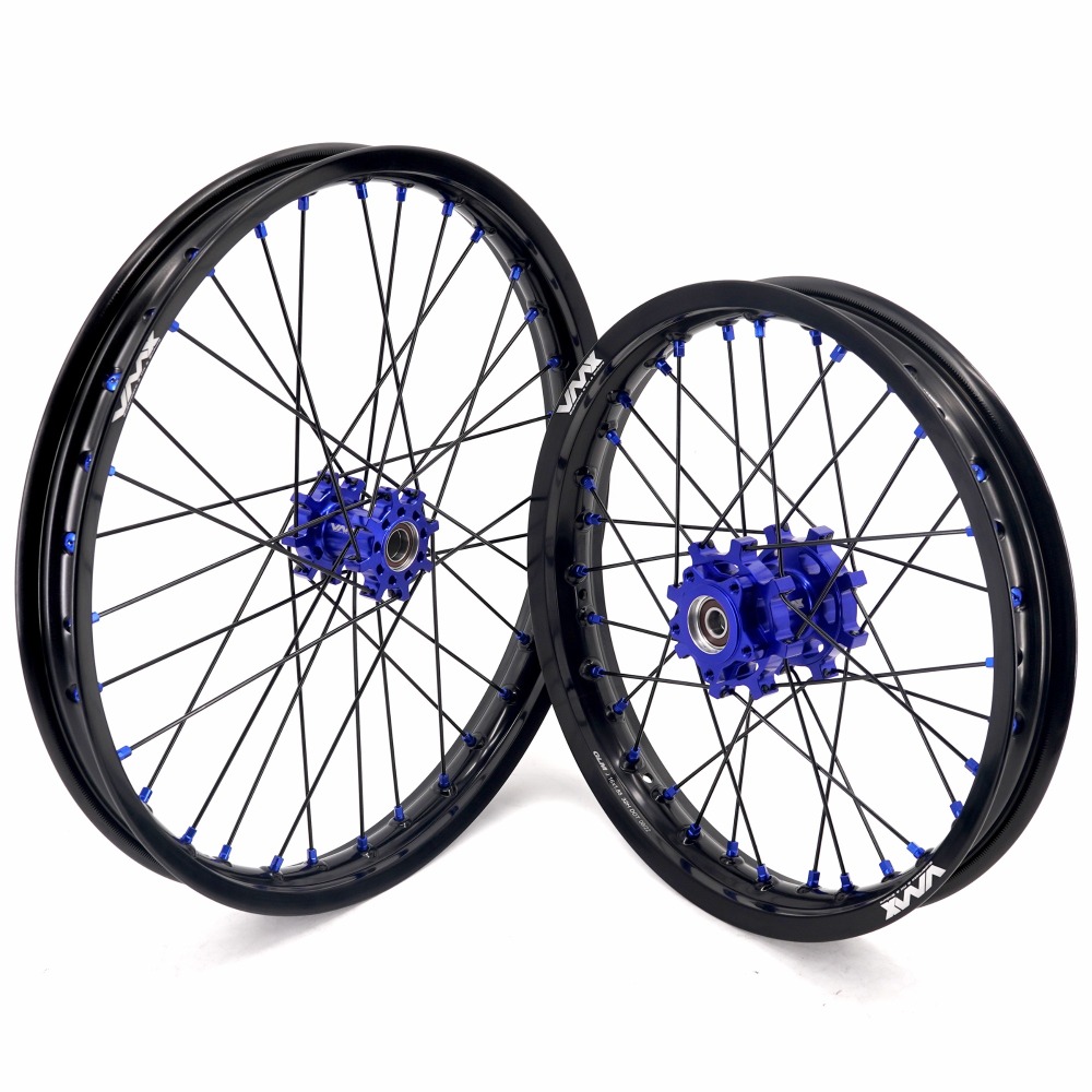 VMX 1.6*19" /1.85*16" Fit Surron Light Bee, Electric Dirt Bike Wheels Rim  Blue Nipple Black Spoke