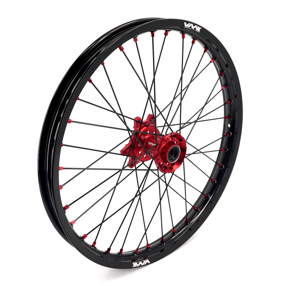 VMX 1.6*21" /2.15*18" Electric Bike Wheels Fit Surron Ultra Bee  Dirt Bike  Red Nipple Black Spoke