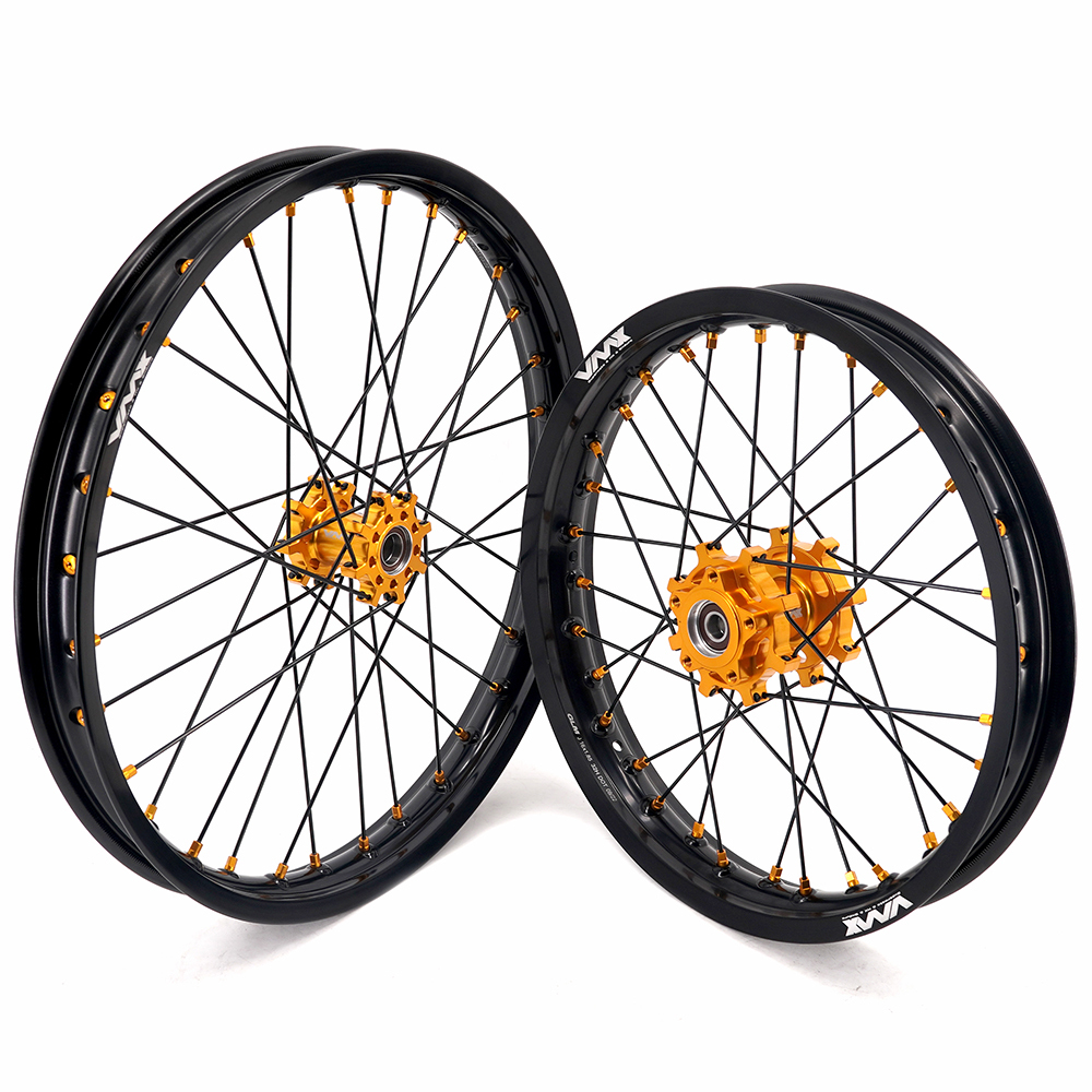 VMX 1.6*19" /1.85*16" Fit Surron Light Bee, Electric Dirt Bike Gold Wheels Black Rim