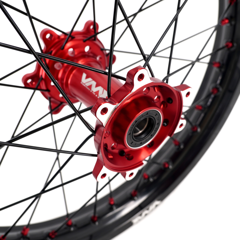 VMX 1.6*21" /2.15*18" Electric Bike Wheels Fit Surron Ultra Bee  Dirt Bike  Red Nipple Black Spoke
