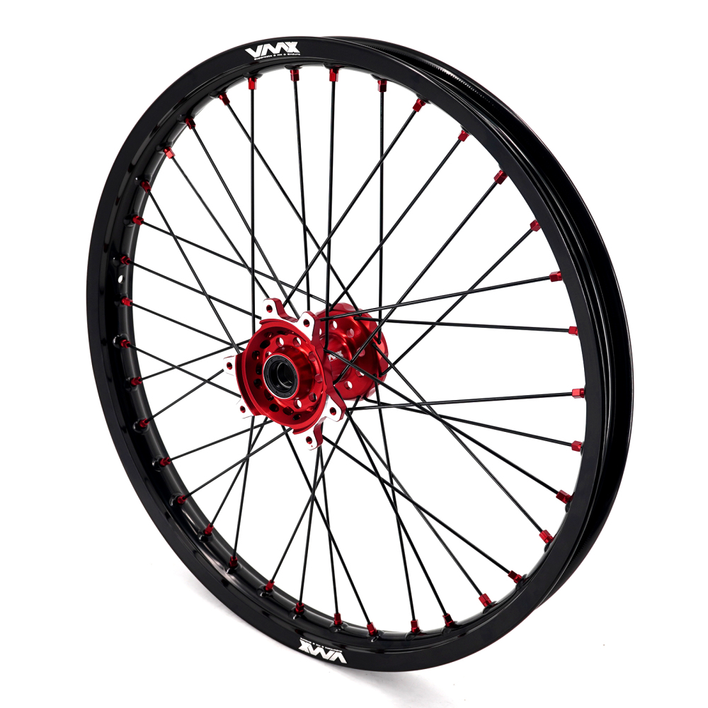 VMX 1.6*21" /2.15*18" Electric Bike Wheels Fit Surron Ultra Bee  Dirt Bike  Red Nipple Black Spoke