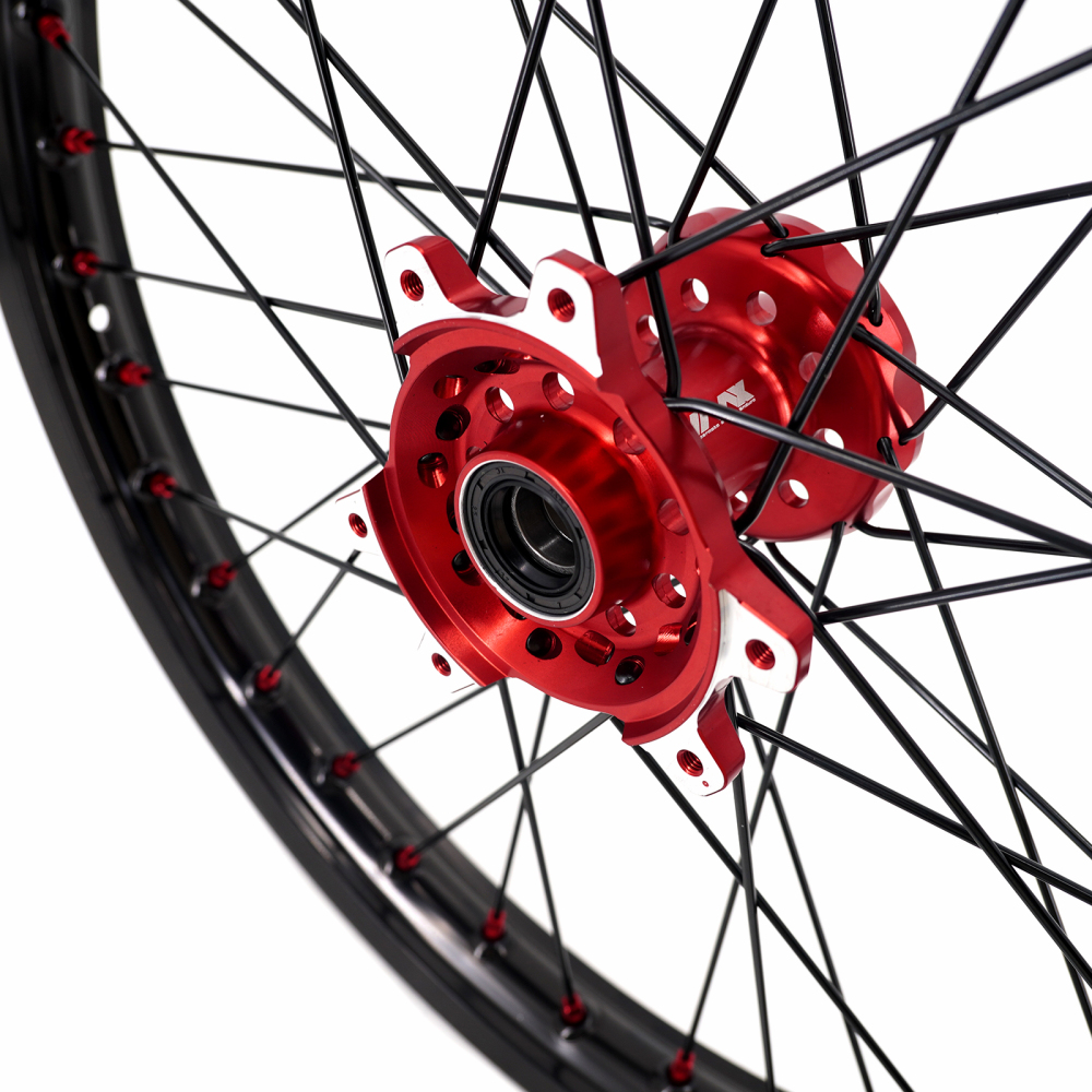 VMX 1.6*21" /2.15*18" Electric Bike Wheels Fit Surron Ultra Bee  Dirt Bike  Red Nipple Black Spoke