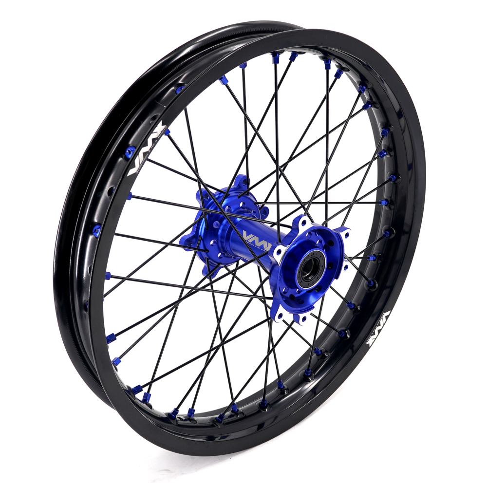 VMX 1.6*21" /2.15*18" Electric Bike Wheels Fit Surron Ultra Bee Dirt Bike Rim Blue Nipple Black Spoke