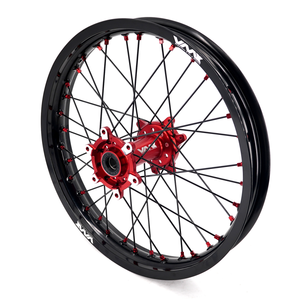 VMX 1.6*21" /2.15*18" Electric Bike Wheels Fit Surron Ultra Bee  Dirt Bike  Red Nipple Black Spoke