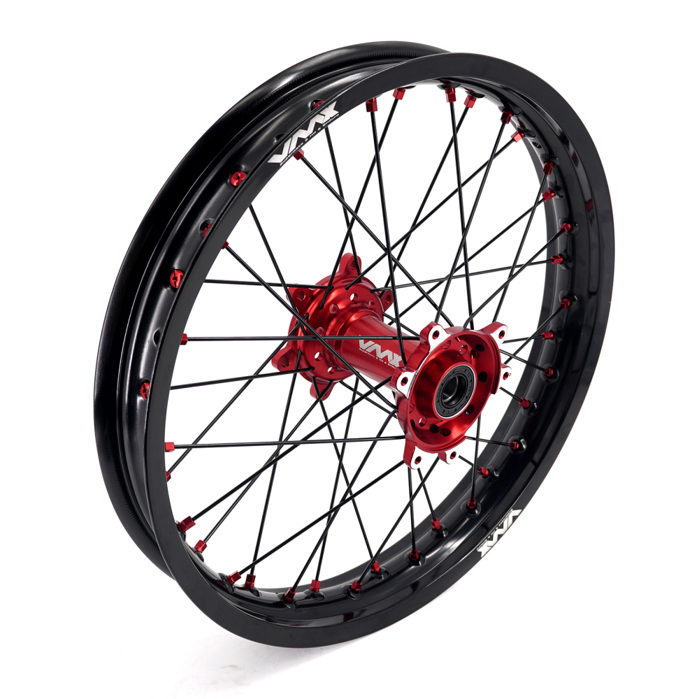 VMX 1.6*21" /2.15*18" Electric Bike Wheels Fit Surron Ultra Bee  Dirt Bike  Red Nipple Black Spoke