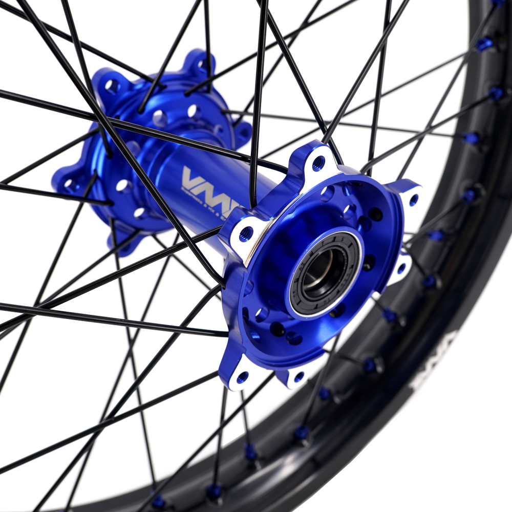 VMX 1.6*21" /2.15*18" Electric Bike Wheels Fit Surron Ultra Bee Dirt Bike Rim Blue Nipple Black Spoke