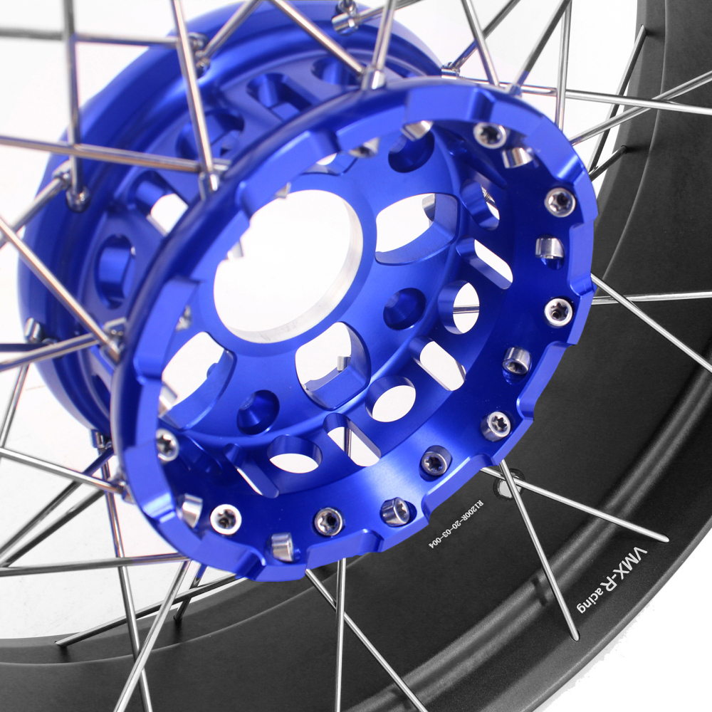 VMX Fit BMW R1200GS/R1250GS 2013-2022 Tubeless Motorcycle Wheels 3.0*19"/4.5*17" Set Blue Hub Black Rim