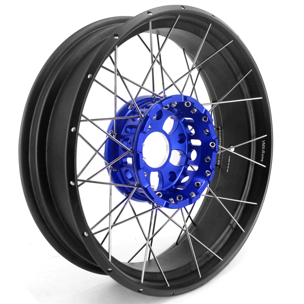 VMX Fit BMW R1200GS/R1250GS 2013-2022 Tubeless Motorcycle Wheels 3.0*19"/4.5*17" Set Blue Hub Black Rim