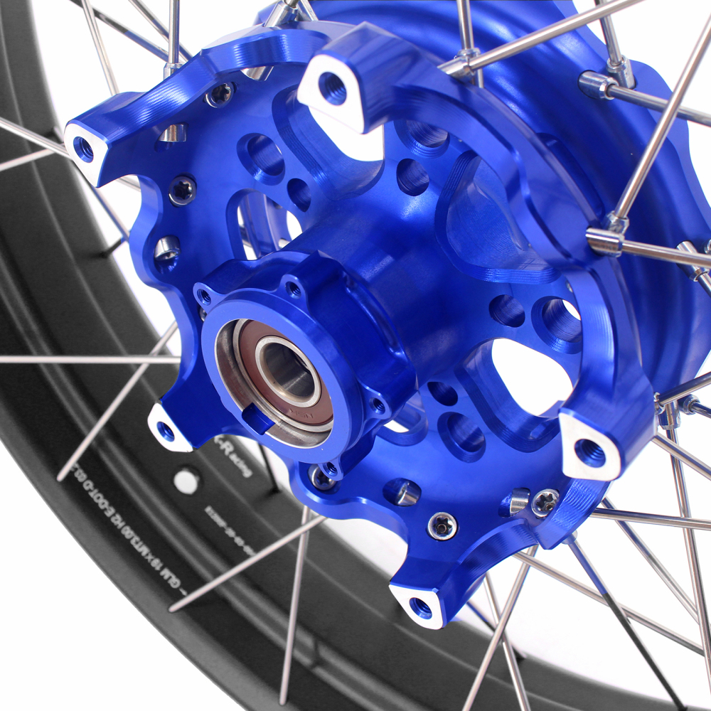 VMX Fit BMW R1200GS/R1250GS 2013-2022 Tubeless Motorcycle Wheels 3.0*19"/4.5*17" Set Blue Hub Black Rim