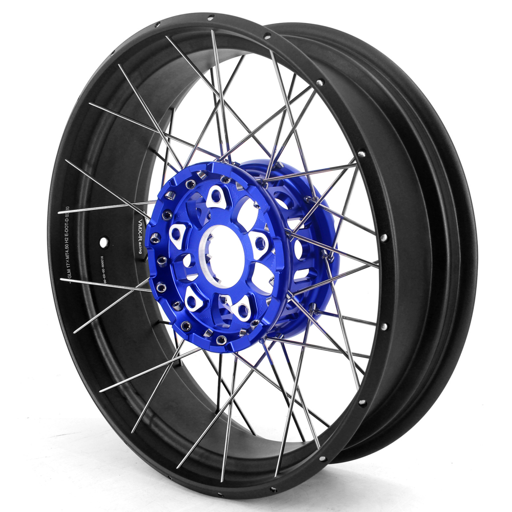 VMX Fit BMW R1200GS/R1250GS 2013-2022 Tubeless Motorcycle Wheels 3.0*19"/4.5*17" Set Blue Hub Black Rim