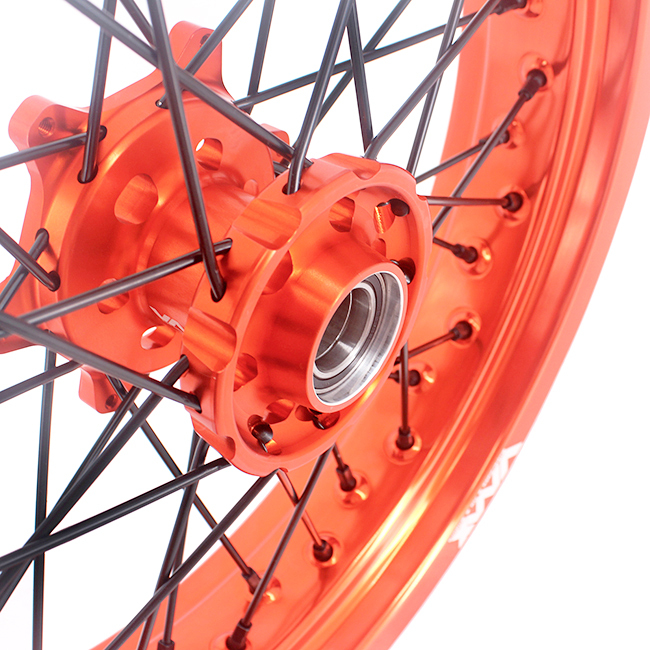 VMX 3.5/5.0 Motorcycle Supermoto Wheels Compatible with KTM SX-F EXC 250 350 Black Nipple Orange Rim