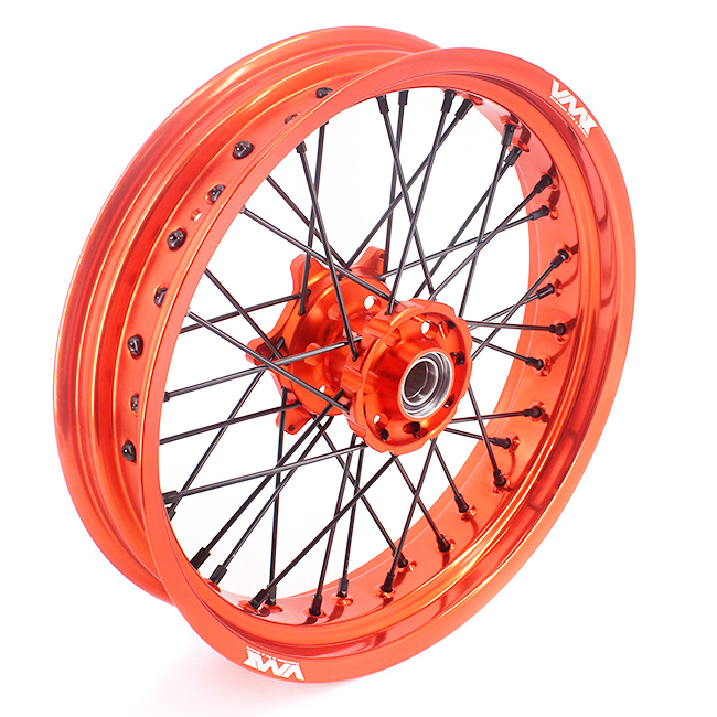 VMX 3.5/5.0 Motorcycle Supermoto Wheels Compatible with KTM SX-F EXC 250 350 Black Nipple Orange Rim
