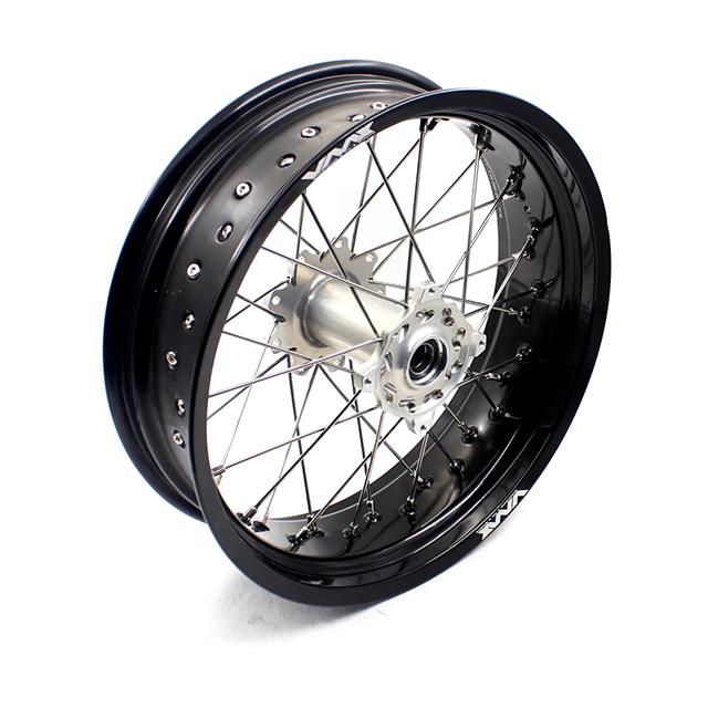 Silver Rim Motard VMX 3.5/5.0 Supermoto Wheels Set Fit TM Bike 2015-2024 CNC Silver Hub