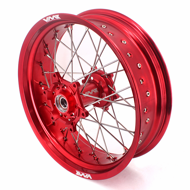 VMX 3.5/5.0 Motorcycle Supermoto Wheels Rims Compatible with Stark Varg  Red hub/rim