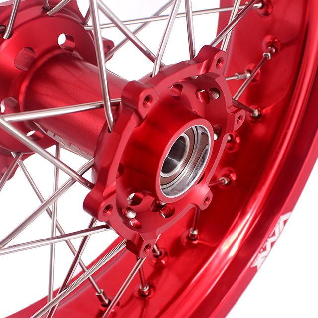 VMX 3.5/5.0 Motorcycle Supermoto Wheels Rims Compatible with Stark Varg  Red hub/rim