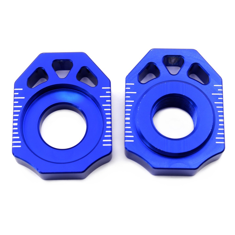 CNC Rear 20MM Axle Spindle Chain Adjuster Blocks Compatible with Husqvarna TC/FC/FE Blue 20MM