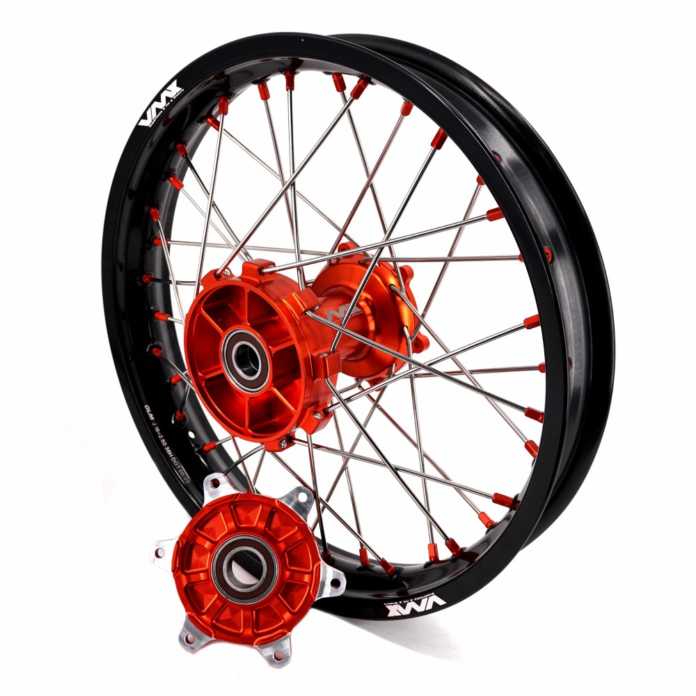 VMX 1.85*21"/2.5*18" fit KTM790 KTM890, Motorcycle Cush Drive Wheels ,Adventure Orange Hub/Nipple