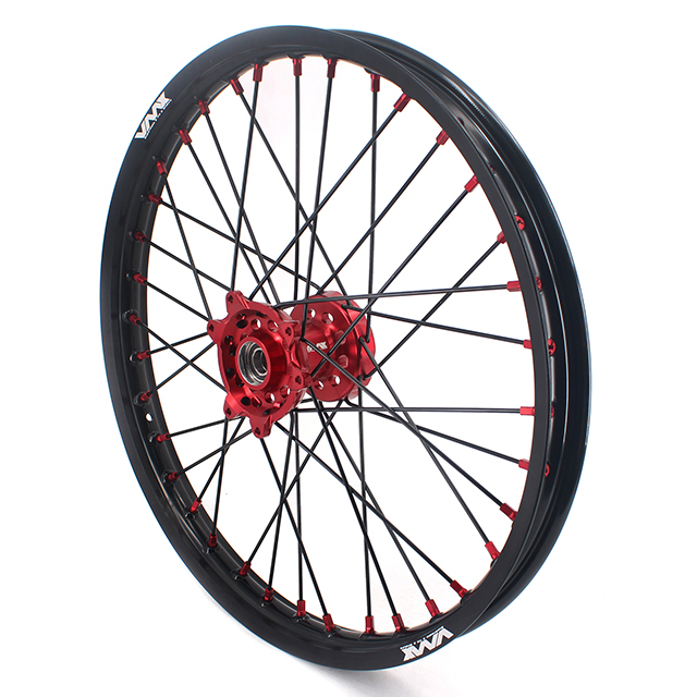 VMX 21/19 MX CNC Wheel Set Fit HONDA CRF250R 2014-2024 CRF450R  Red Hub/Nipple Black Spoke