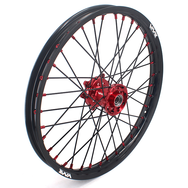 VMX 21/19 MX CNC Wheel Set Fit HONDA CRF250R 2014-2024 CRF450R  Red Hub/Nipple Black Spoke