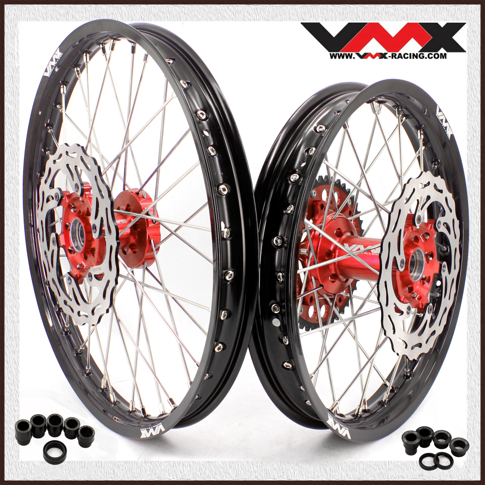 VMX 21/18 Enduro Wheel Set Fit YAMAHA YZ250F/450F YZ125/250 2024 Red Hub With Disc