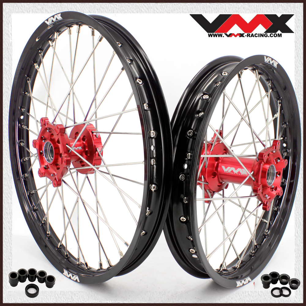 VMX 21/18 Enduro Motorcycle Wheel Rim Fit YAMAHA YZ250F YZ450F 2024 Red Hub