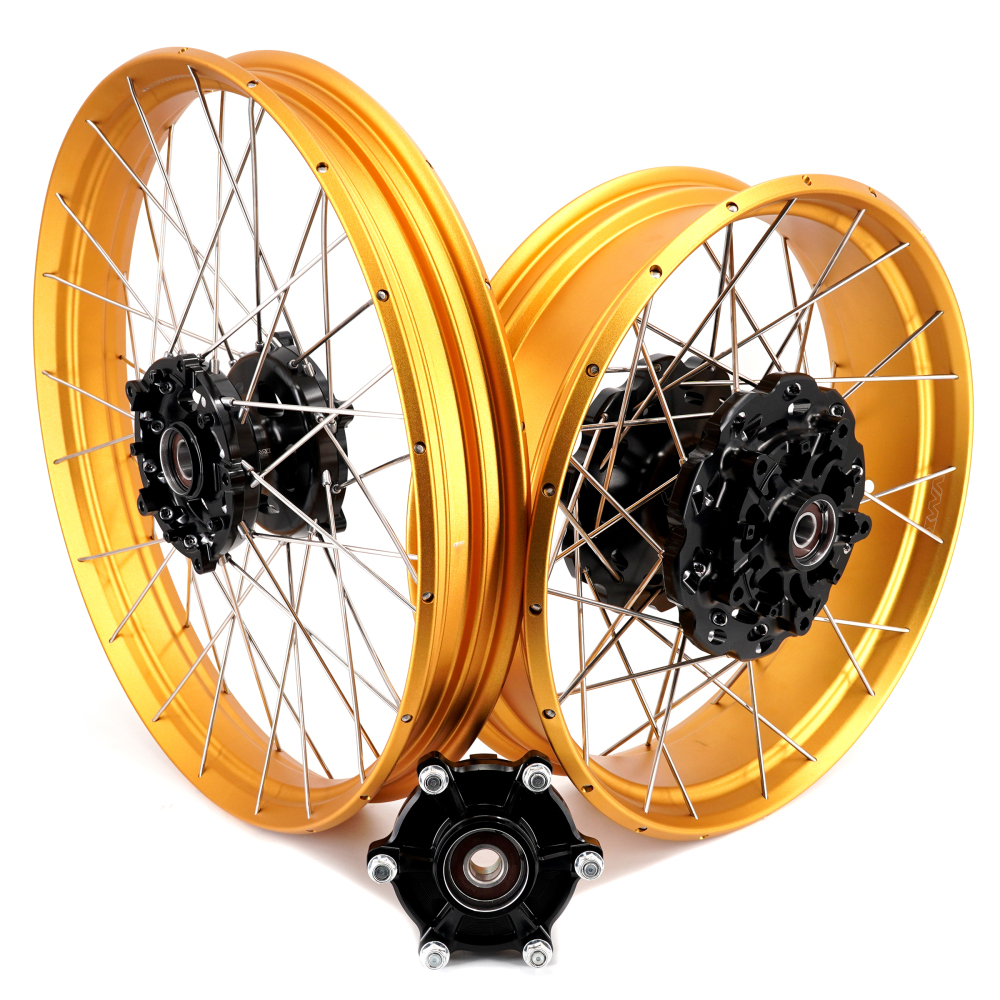 VMX Fit YAMAHA Tenere 700 , Tubeless Wheels 2.15*21"/4.25*18" Black Hub Gold Rim