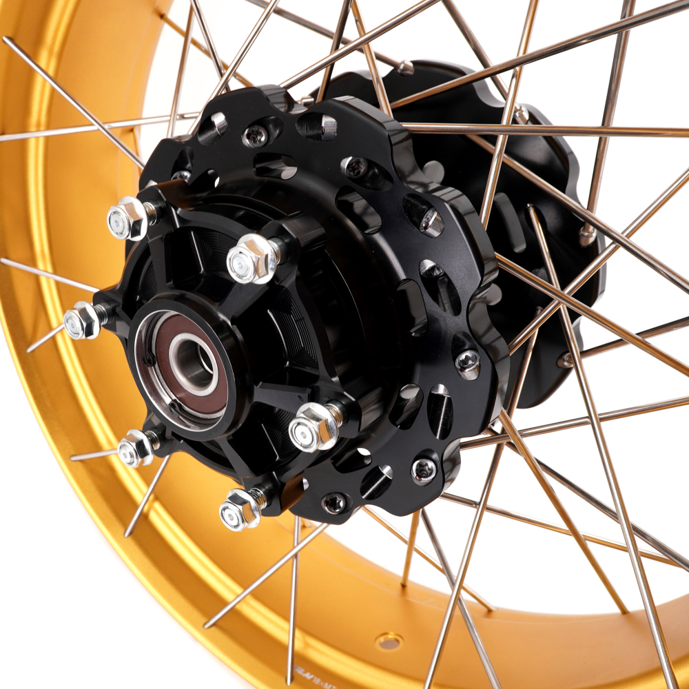 VMX Fit YAMAHA Tenere 700 , Tubeless Wheels 2.15*21"/4.25*18" Black Hub Gold Rim