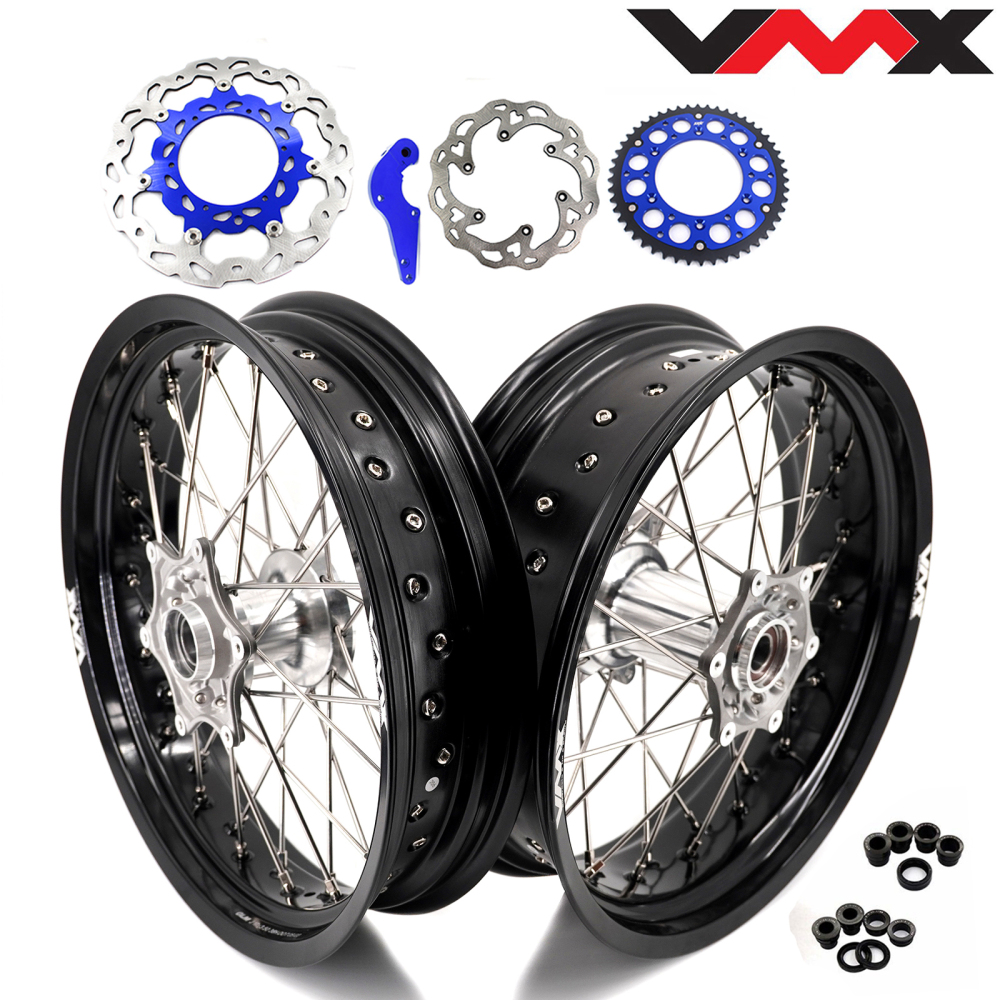 VMX 3.5/5.0 Motorcycle Casting Supermoto Wheels Compatible with KTM SX-F EXC 250 500 530 Silver Hub