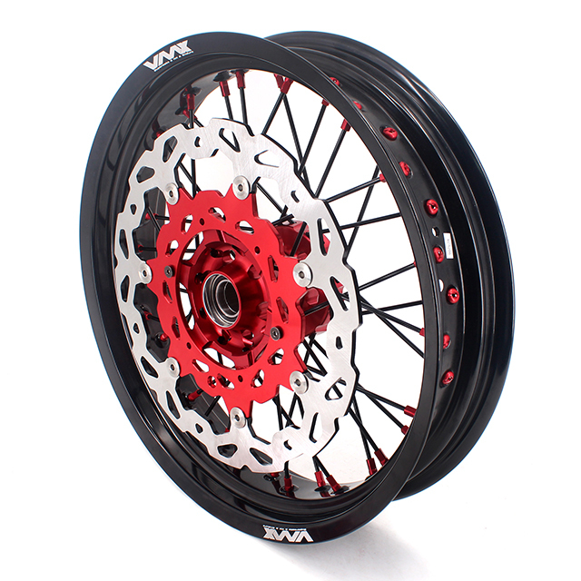 VMX 3.5/5.0 Supermoto Motard Wheels Set Compatible with Stark Varg Red Hub Black Spokes