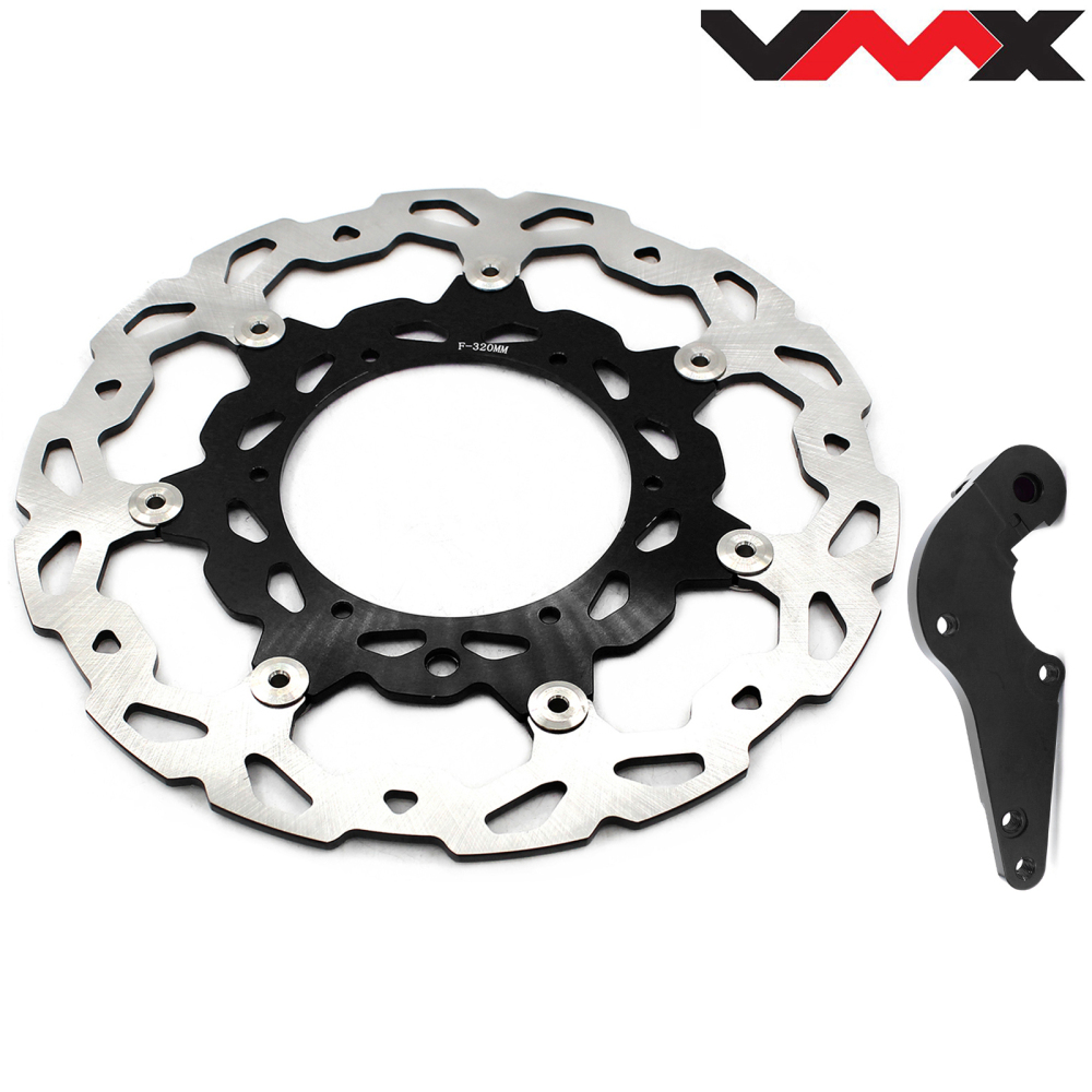 VMX 320mm Oversize Floating Brake Disc, Rotor, Adapter, Bracket Compatible with KTM New model 69mm Black