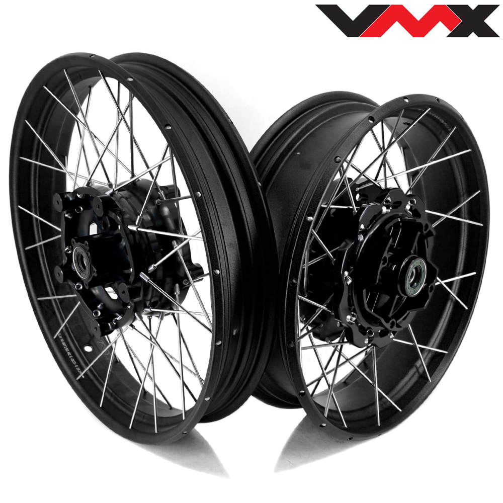 VMX Tubeless Wheels fit Honda NX400 NX500 2024-2025-- 2.5*19"/4.25*17" Black Hub Black Rim