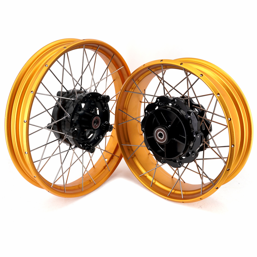 VMX Tubeless Wheels fit Honda NX400 NX500 2024-2025-- 2.5*19"/4.25*17" Black Hub Gold Rim