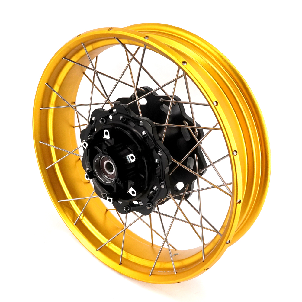 VMX Tubeless Wheels fit Triumph Scrambler 400X 2024-2025-- 2.5*19"/3.5*17" Black Hub Gold Rim