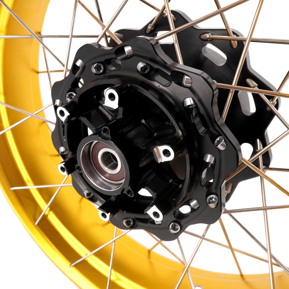 VMX Tubeless Wheels fit Triumph Scrambler 400X 2024-2025-- 2.5*19"/3.5*17" Black Hub Gold Rim