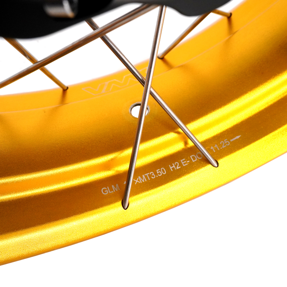 VMX Tubeless Wheels fit Triumph Scrambler 400X 2024-2025-- 2.5*19"/3.5*17" Black Hub Gold Rim