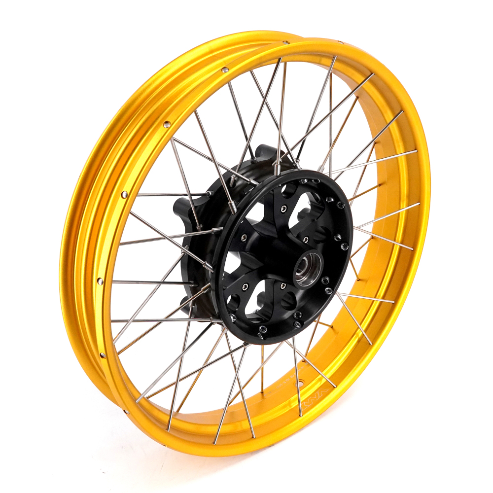 VMX Tubeless Wheels fit Triumph Scrambler 400X 2024-2025-- 2.5*19"/3.5*17" Black Hub Gold Rim