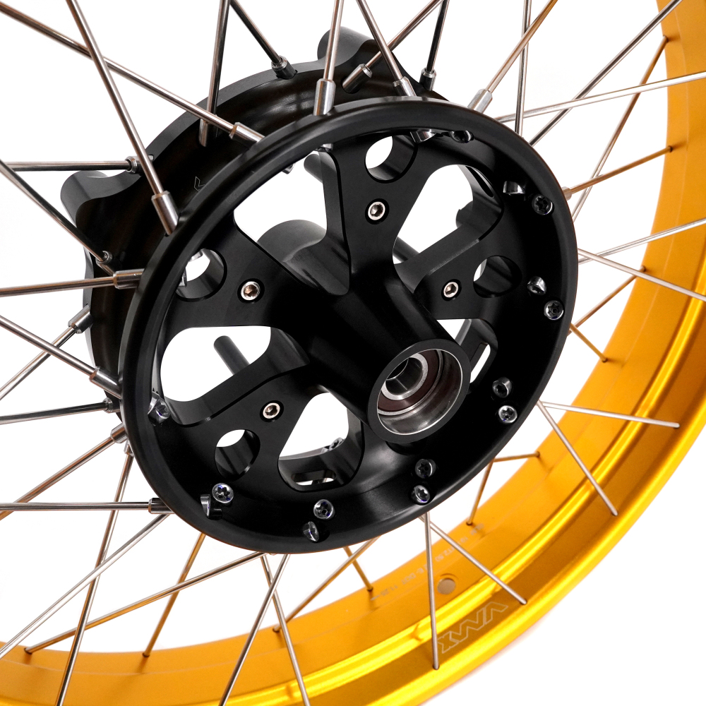VMX Tubeless Wheels fit Triumph Scrambler 400X 2024-2025-- 2.5*19"/3.5*17" Black Hub Gold Rim