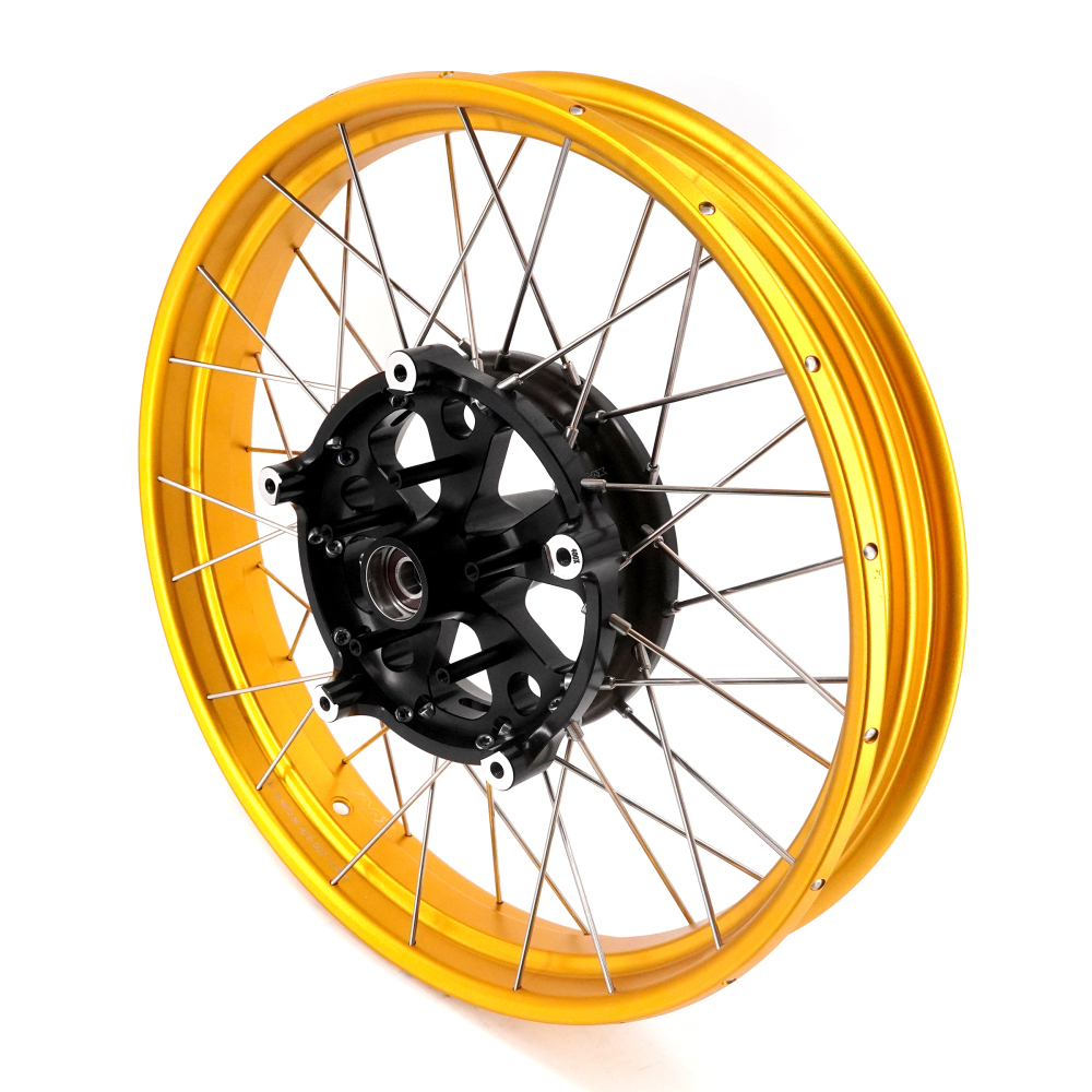 VMX Tubeless Wheels fit Triumph Scrambler 400X 2024-2025-- 2.5*19"/3.5*17" Black Hub Gold Rim